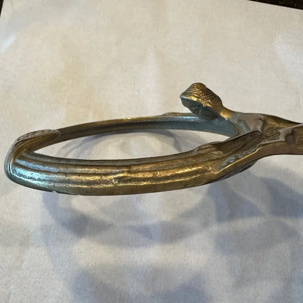 Vintage Antique Brass Hand Mirror Frame Art Nouveau Female Figure Vanity Deco